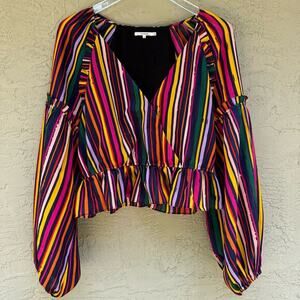 Tularosa Blouse Henrietta Stripes Balloon Sleeve Colorful Medium Peplum Blouson